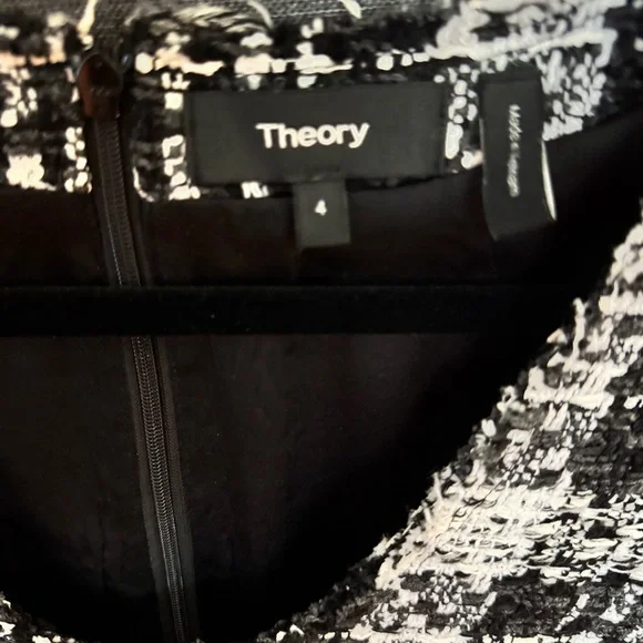 Theory Black and White Tweed Dress Sz 4 - Picture 6 of 9